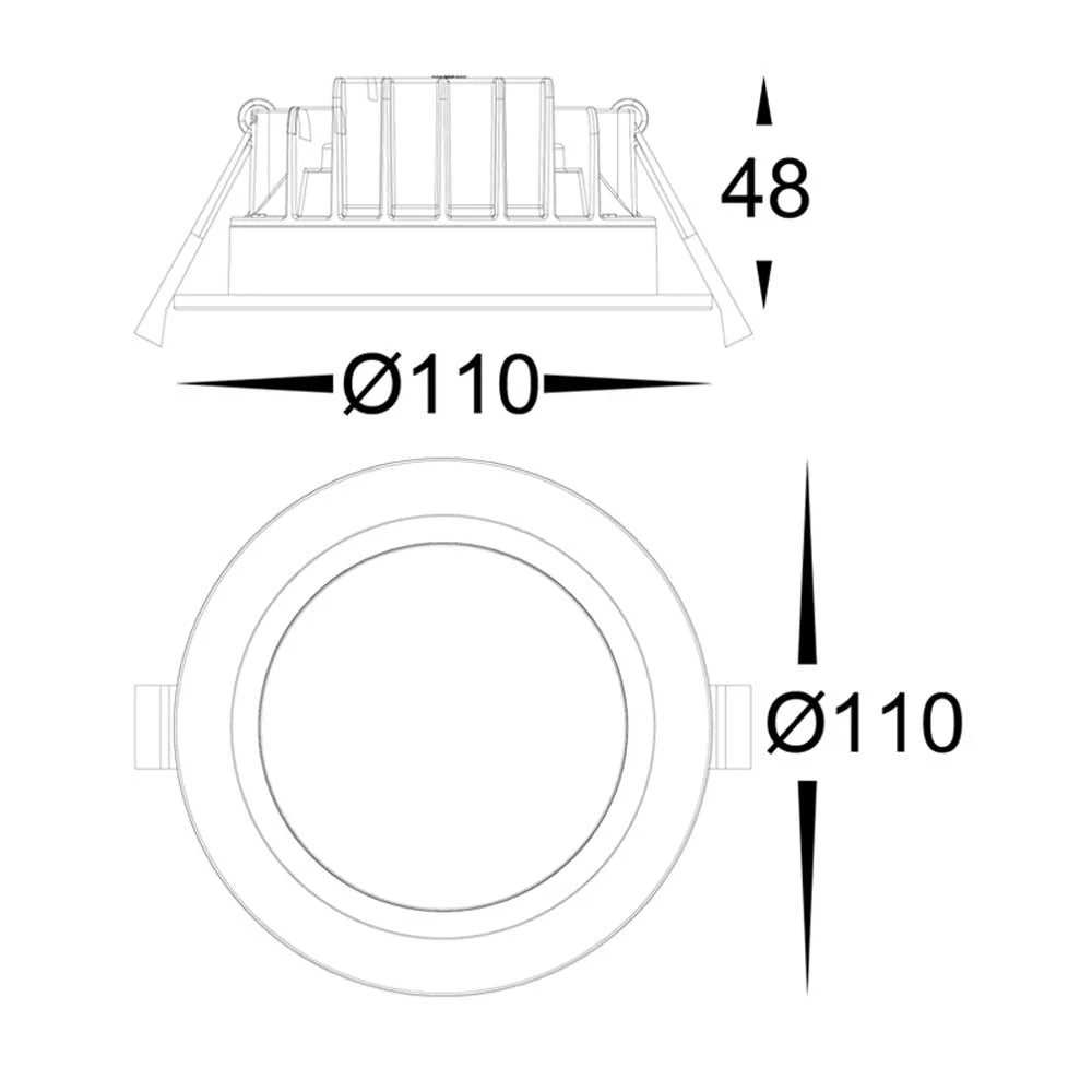 90mm Polly LED Downlight 8w Black, White CCT HV5522T Havit Lighting