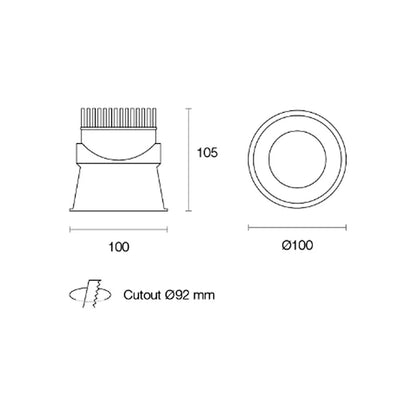 92mm Resiled LED Downlight 8w Black, White 3k, 4k CRI 90+ RDTL8 Trend Lighting - Mases LightingTrend Lighting