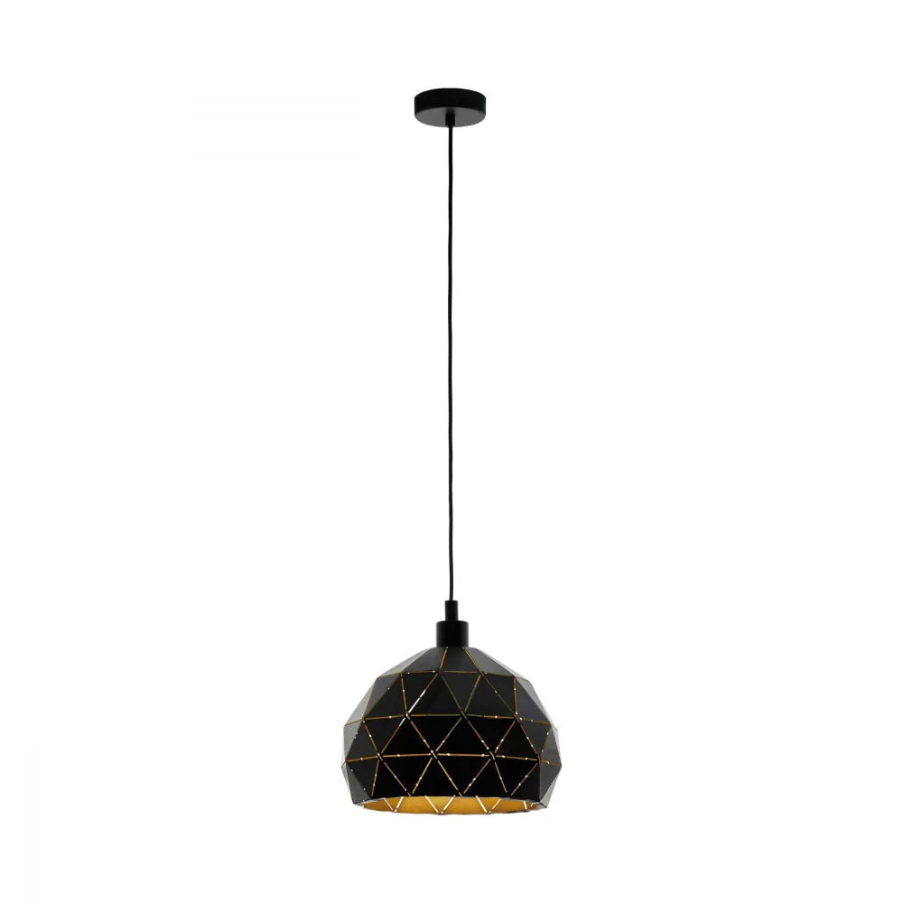 Eglo Roccaforte 1 Light Pendant Black & Gold 400mm - 97841N