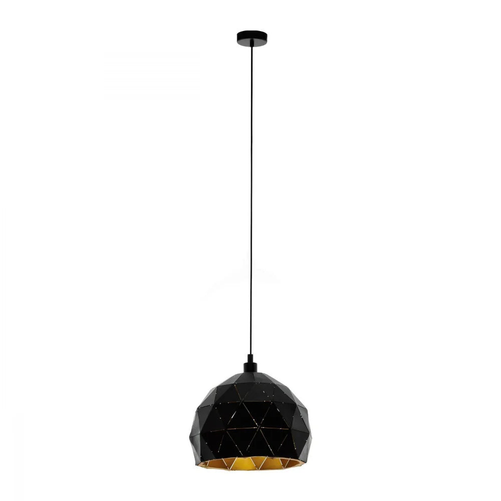 Eglo Roccaforte 1 Light Pendant Black & Gold 300mm - 97845N