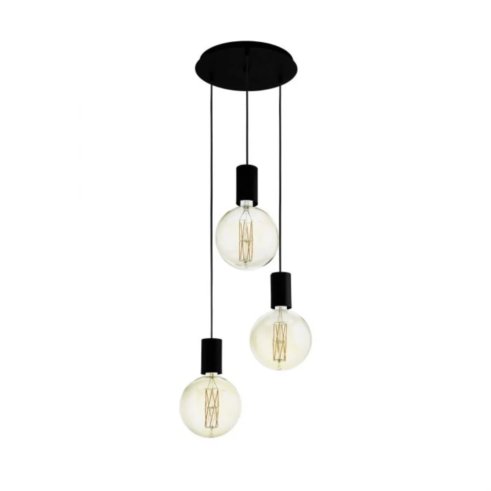 Eglo Pozueta 3 Light Pendant Black Steel - 98663N