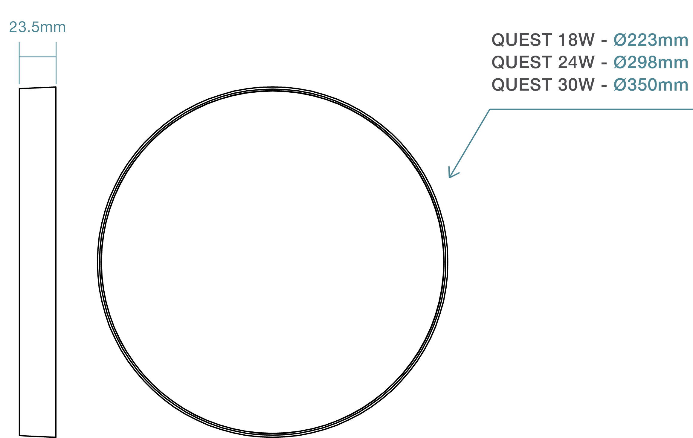 Martec Quest LED Ceiling Light dimensions