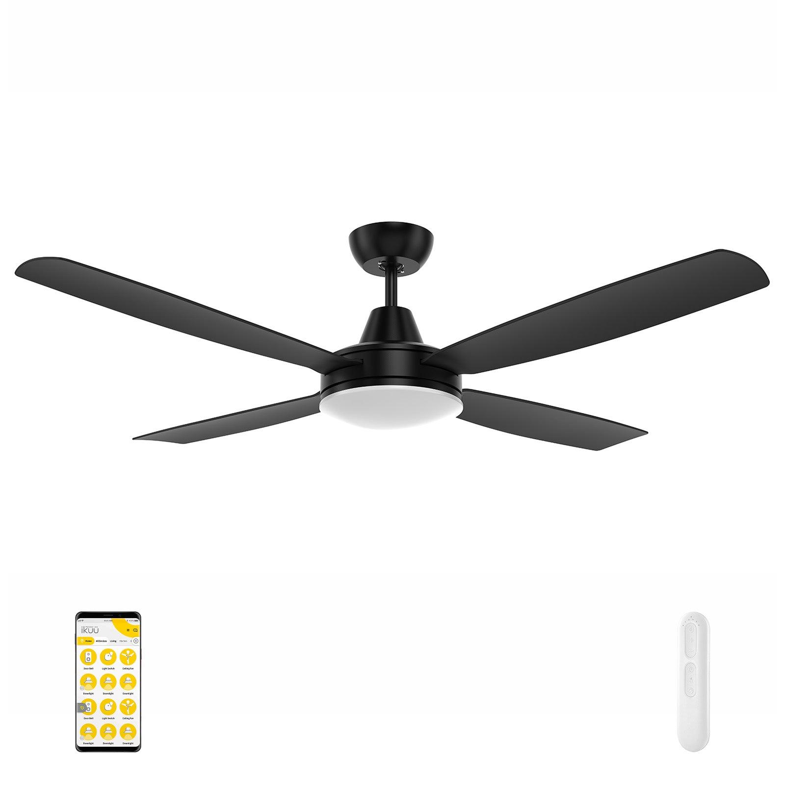 Mercator Nemoi 137cm DC Ikuü Smart Wi-Fi Ceiling Fan with LED Light in Black