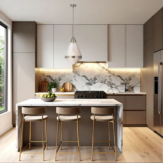 Telbix Harnon 1 Light Pendant in Nickel, Black and Antique Gold