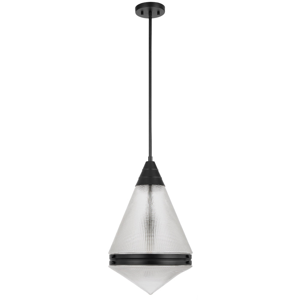 Telbix Harnon 1 Light Pendant in Nickel, Black and Antique Gold