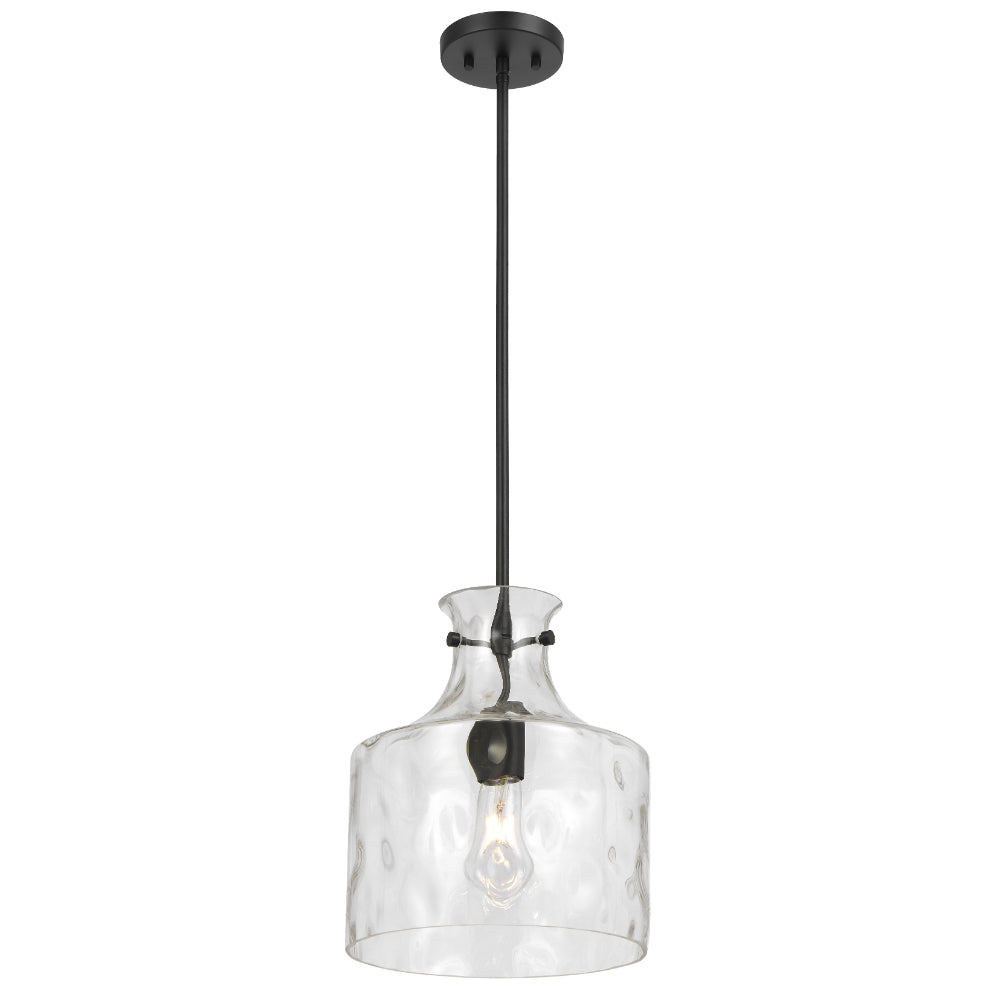 Telbix Perron 1 Light Pendant in Nickel, Black and Antique Gold