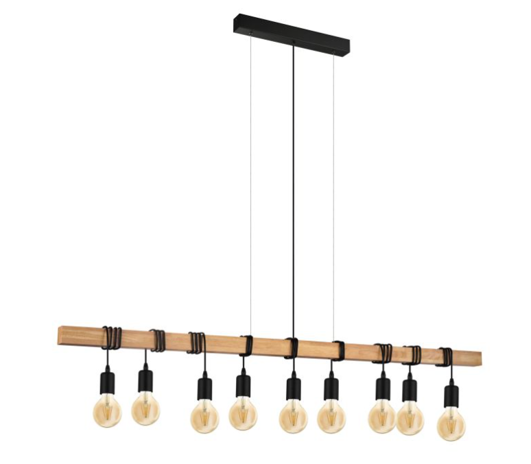 Eglo Townshend 9 Light Pendant Black & Brown - 49744