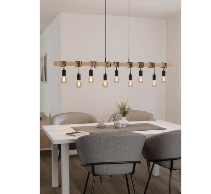 Eglo Townshend 9 Light Pendant Black & Brown - 49744