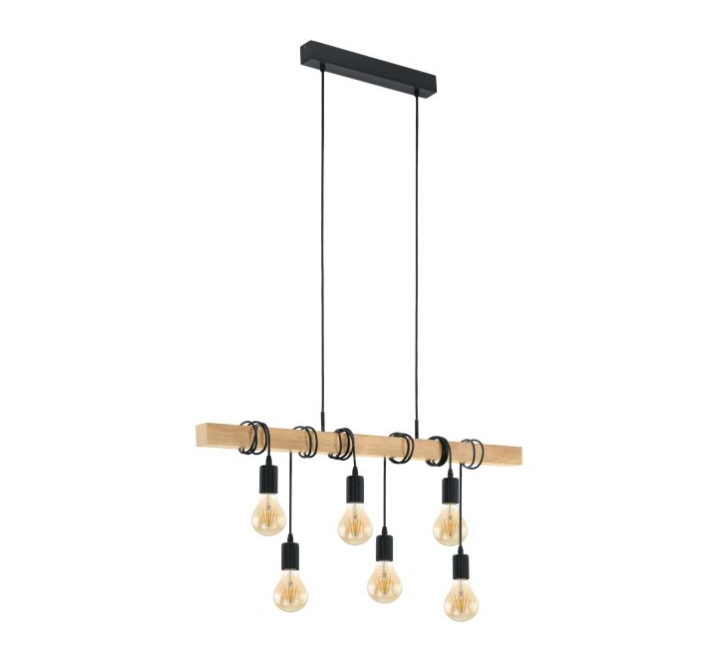 Eglo Townshend 6 Light Pendant Black & Brown - 95499