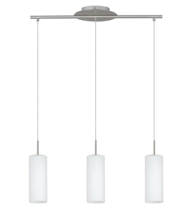 Eglo Troy 3 Light Pendant Satin Nickel & White - 85978