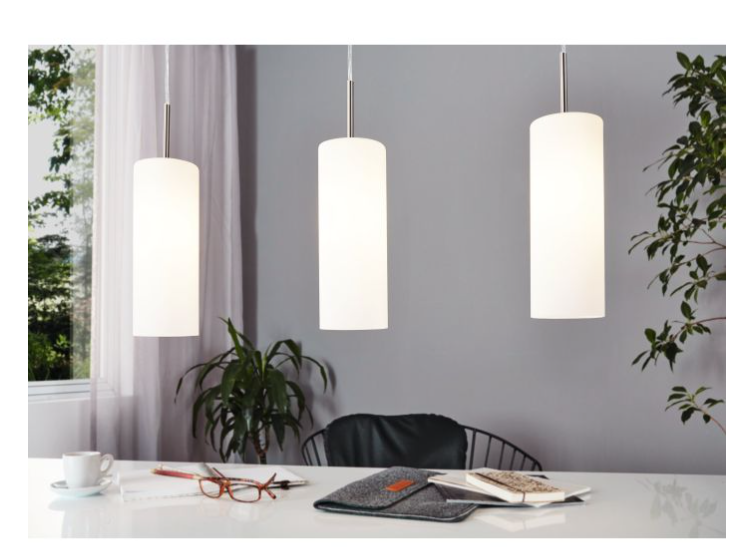 Eglo Troy 3 Light Pendant Satin Nickel & White - 85978