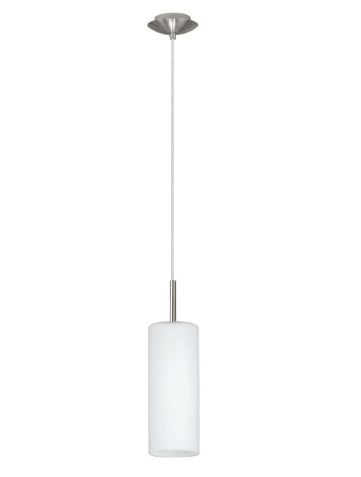 Eglo Troy 1 Light Pendant Satin Nickel & White 110mm - 85977