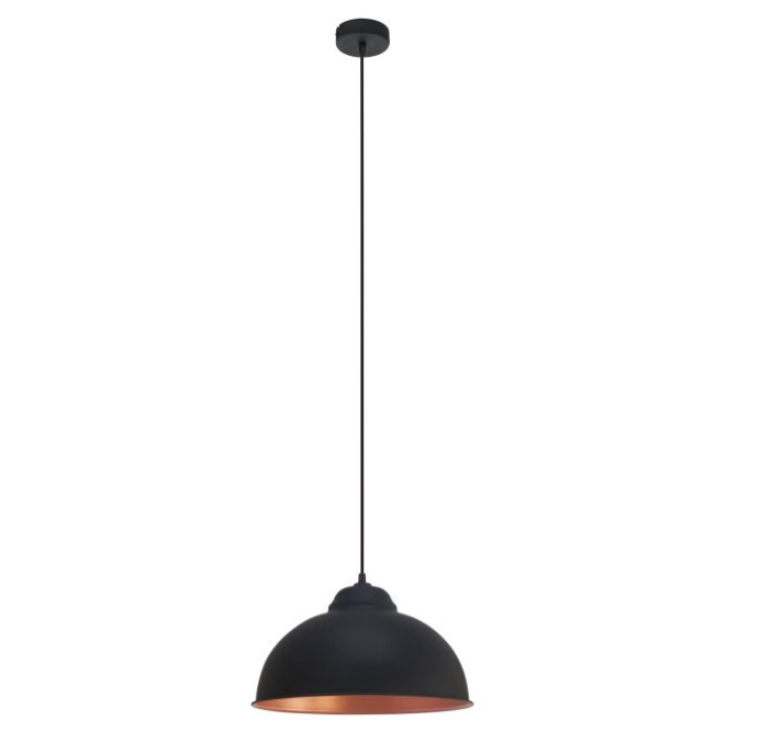Eglo Truro 1 Light Pendant Black & Copper 370mm - 49247