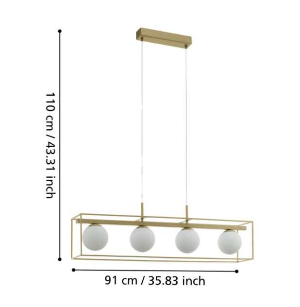 Eglo Interior Vallaspra Contemporary Champagne Island Pendant Light - 97793