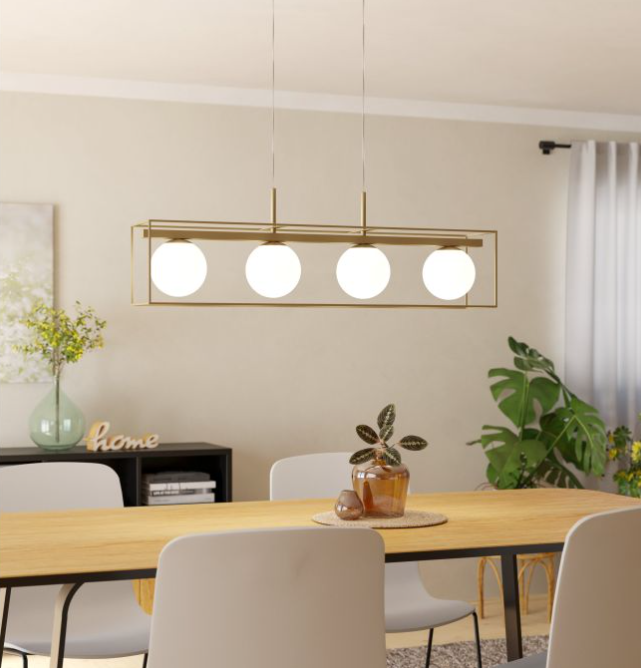 Eglo Interior Vallaspra Contemporary Champagne Island Pendant Light - 97793