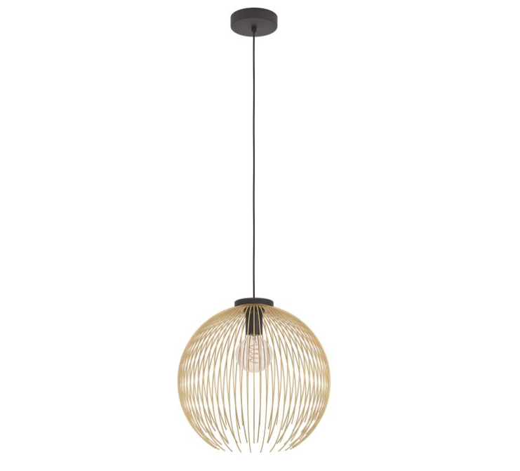 Eglo Venezuela Pendant Light 1X40W E27 Black/Gold Large