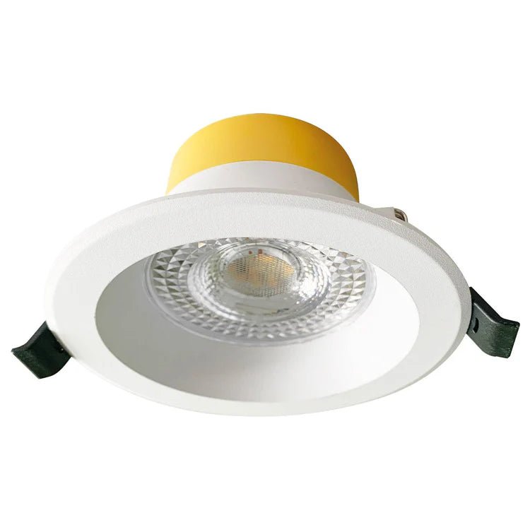 Aaydan 8W tri-colour low-glare LED downlight in white, 92mm cut-out — Mercator