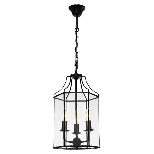 Arcadia Glass Pendant Light in Black (3 Light)