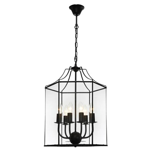 Arcadia Glass Pendant Light in Black (6 Light) - Mases LightingCougar Lighting