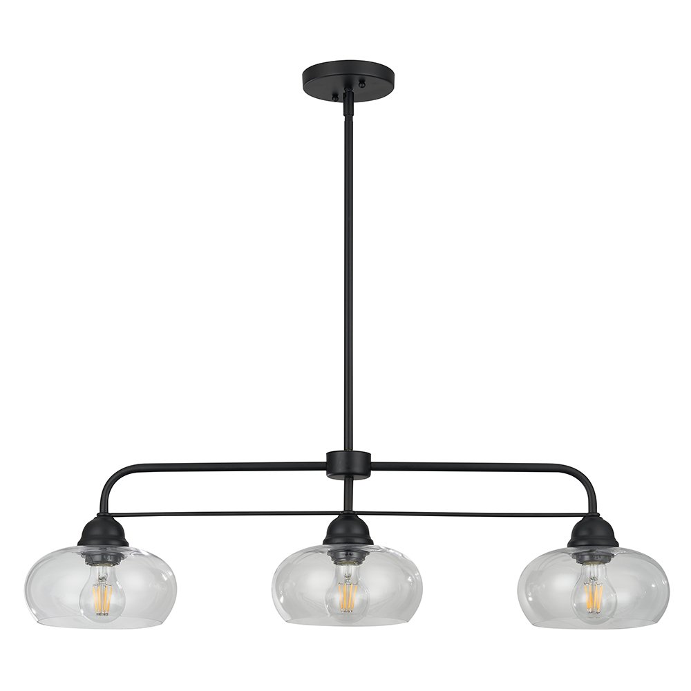 Aspen 3 Light Matt Black Bench Pendant Light - Mases LightingLode Lighting