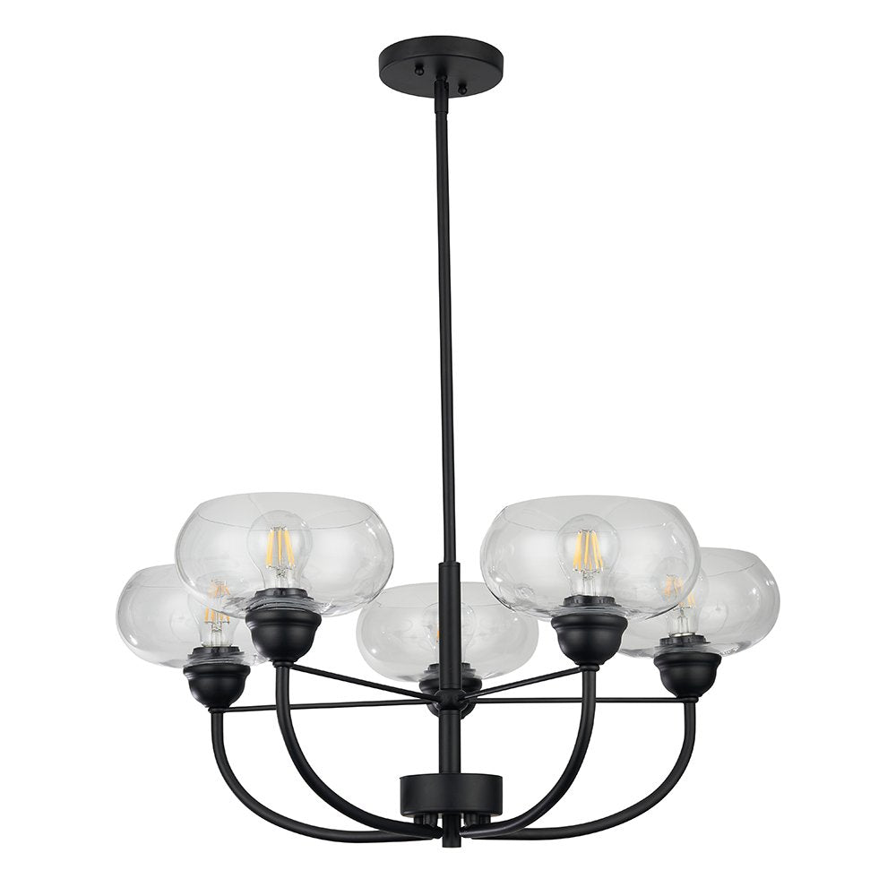 Aspen 3 or 5 Light Matt Black Pendant Light