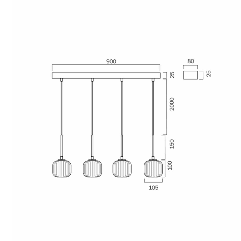 Bobo 4 Light 12W LED Pendant Black / Warm White - BOBO PE04-BKSM