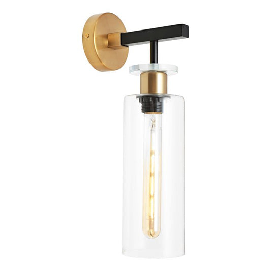 Bourne 1 Light Wall Light Black / Gold - BOUR1WBLK - Mases LightingCougar Lighting