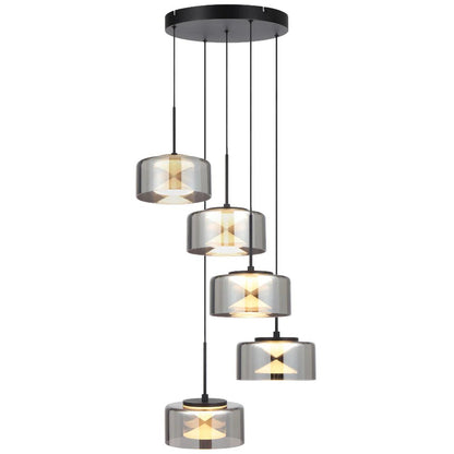 Cedro 5 Light LED Pendant Black / Tri - Colour - CEDRO PE5 - BK - Mases LightingTelbix