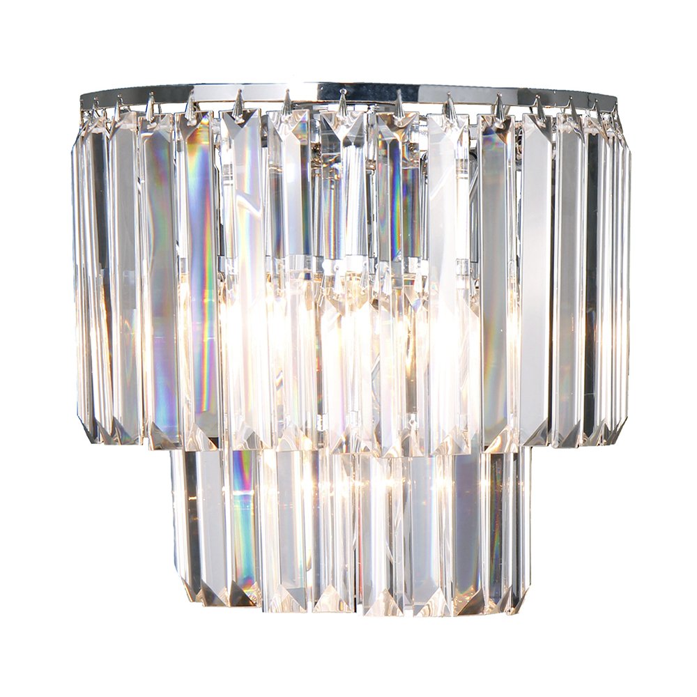 Celestial 2 Tier 2 Light Crystal and Chrome Wall Light - Mases LightingLode Lighting