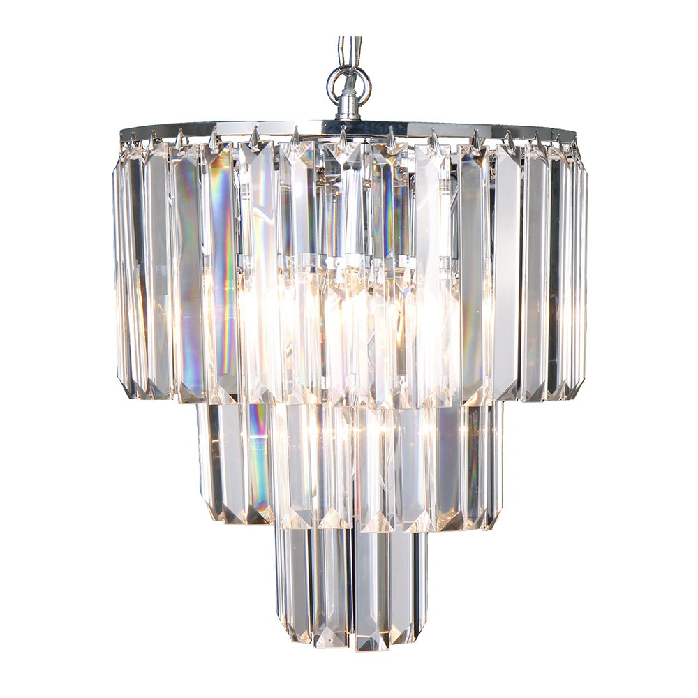 Celestial 3 Tier 4 Light Crystal and Chrome Pendant Light - Mases LightingLode Lighting