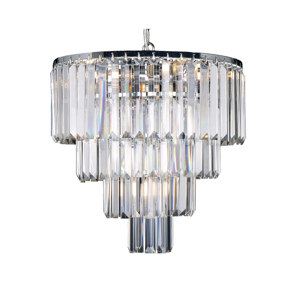 Celestial 4 Tier 5 Light Crystal and Chrome Pendant Light - Mases LightingLode Lighting