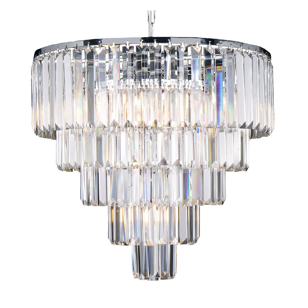 Celestial 5 Tier 10 Light Crystal and Chrome Pendant Light - Mases LightingLode Lighting