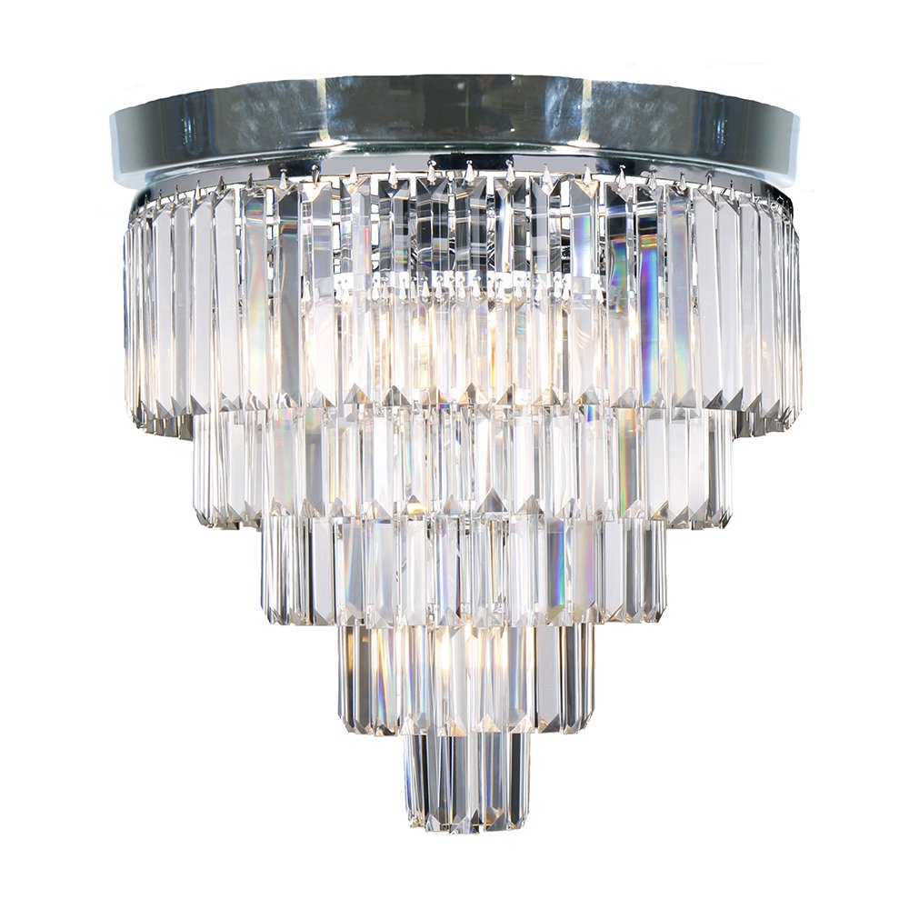 Celestial 5 Tier 6 Light Crystal and Chrome Flush Light