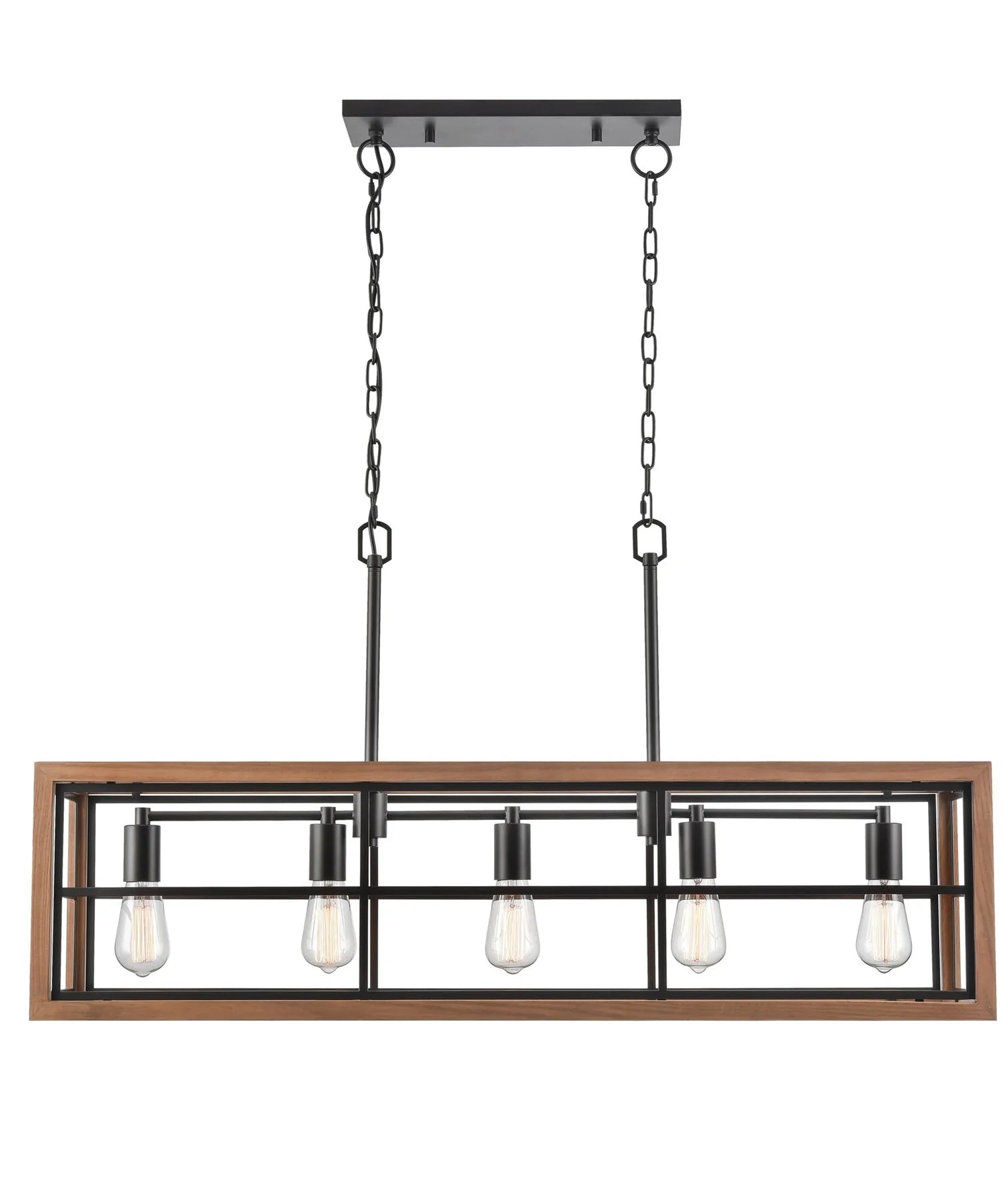 CLA BANQUET: Retro Interior Rectangular Wood Frame Pendant Light