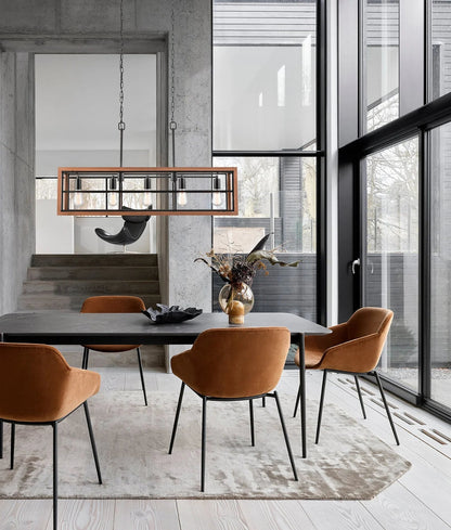 CLA BANQUET: Retro Interior Rectangular Wood Frame Pendant Light - Mases LightingCLA