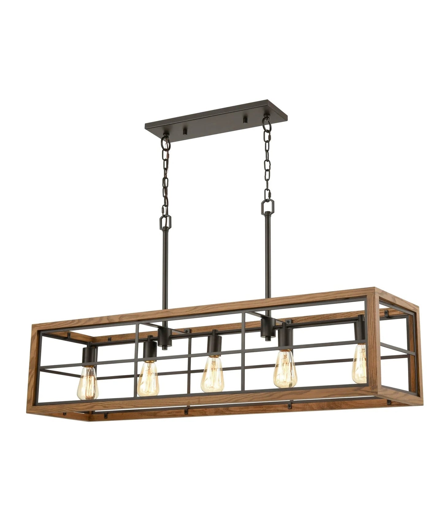 CLA BANQUET: Retro Interior Rectangular Wood Frame Pendant Light - Mases LightingCLA