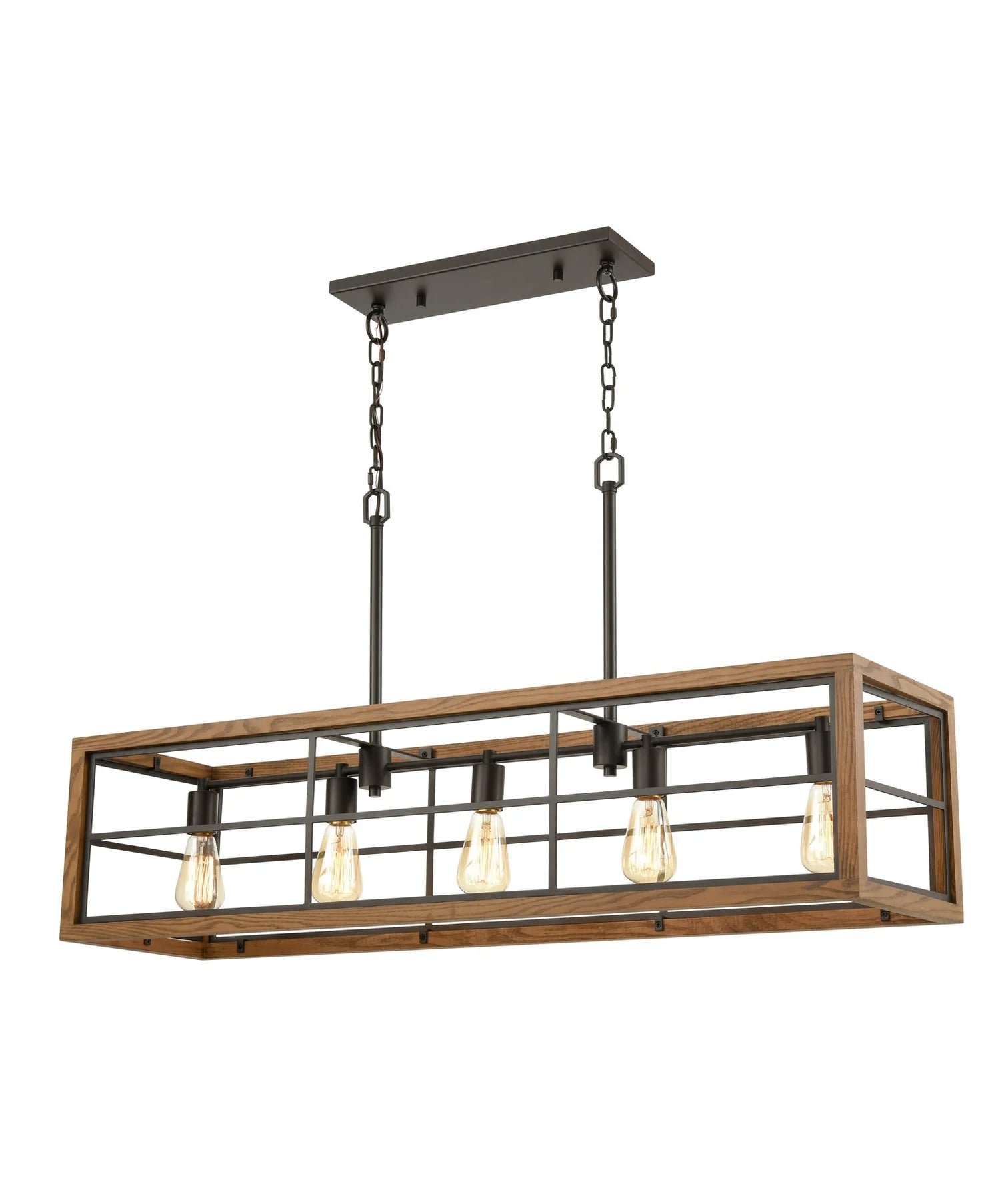 CLA BANQUET: Retro Interior Rectangular Wood Frame Pendant Light - Mases LightingCLA