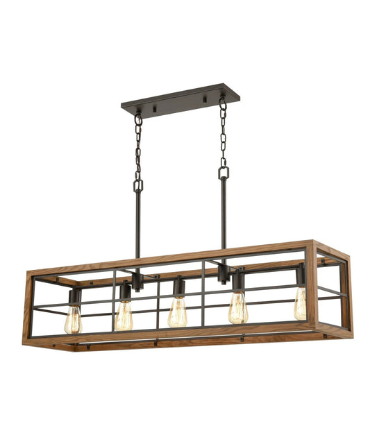 CLA BANQUET: Retro Interior Rectangular Wood Frame Pendant Light - Mases LightingCLA