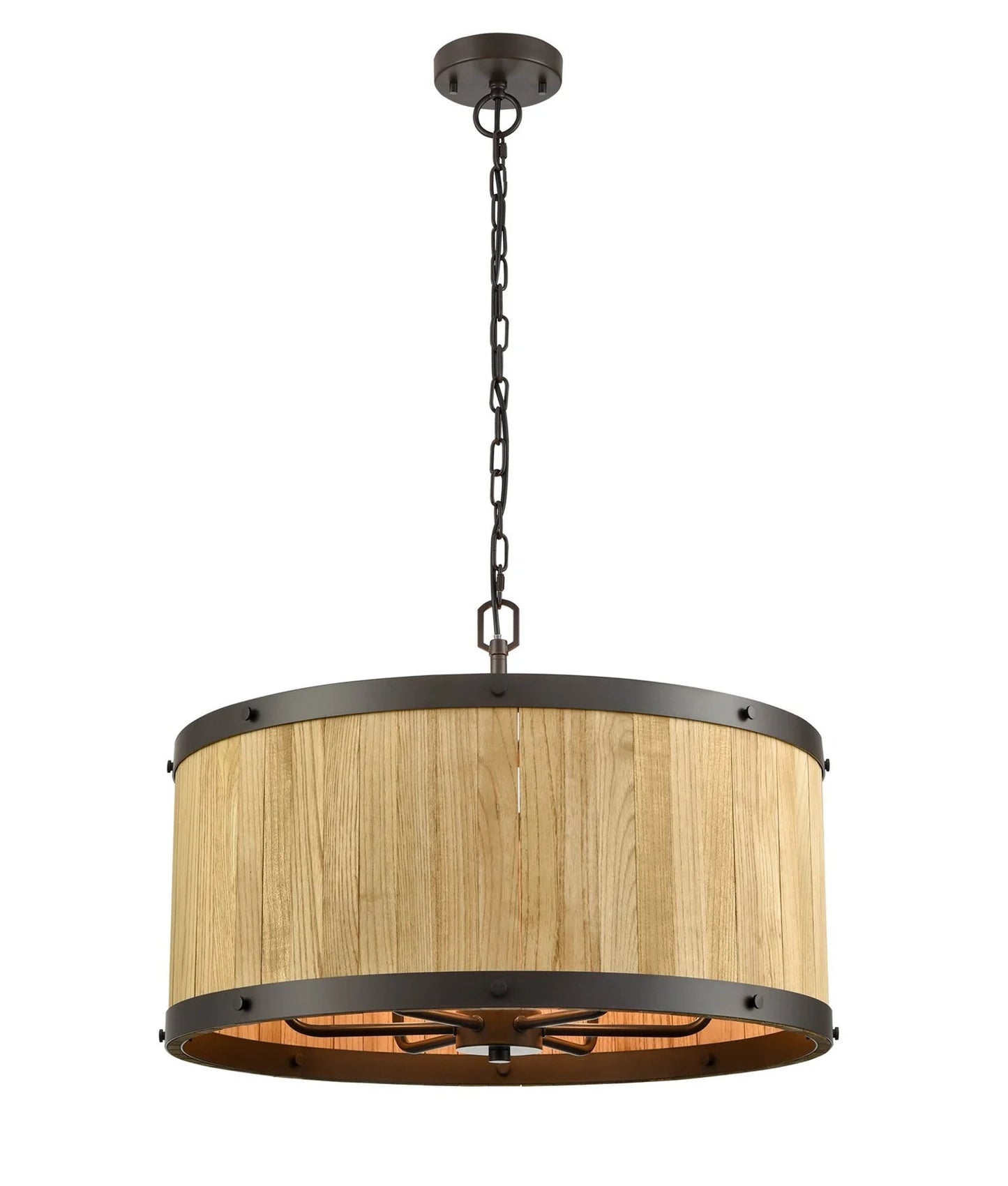 CLA BARRIQUE: Retro Interior Large Drum Wood Pendant Lights - Mases LightingCLA