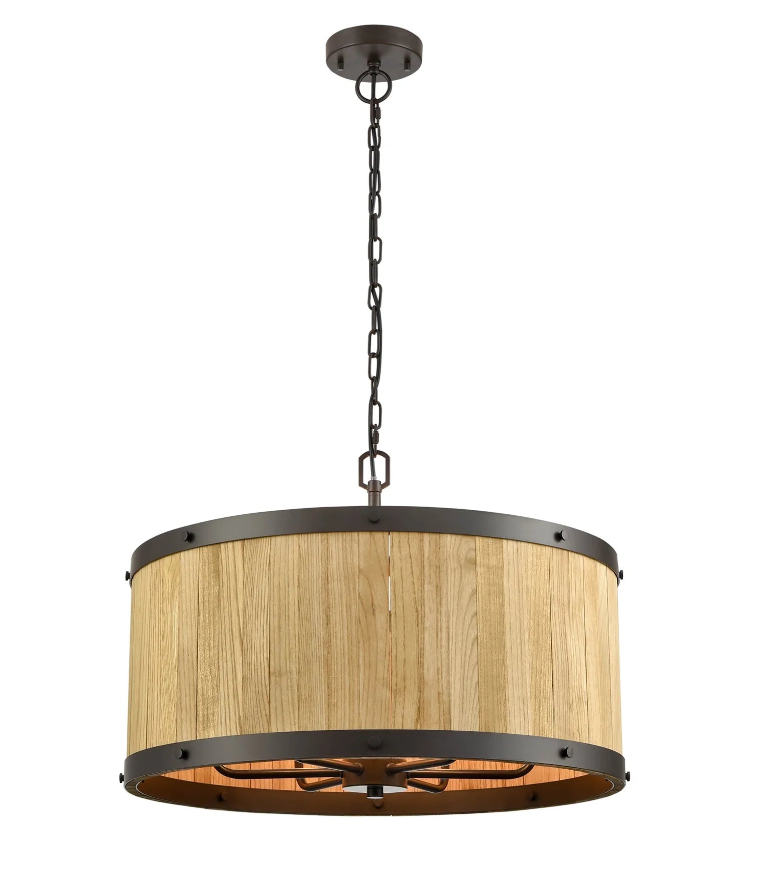 CLA BARRIQUE: Retro Interior Large Drum Wood Pendant Lights