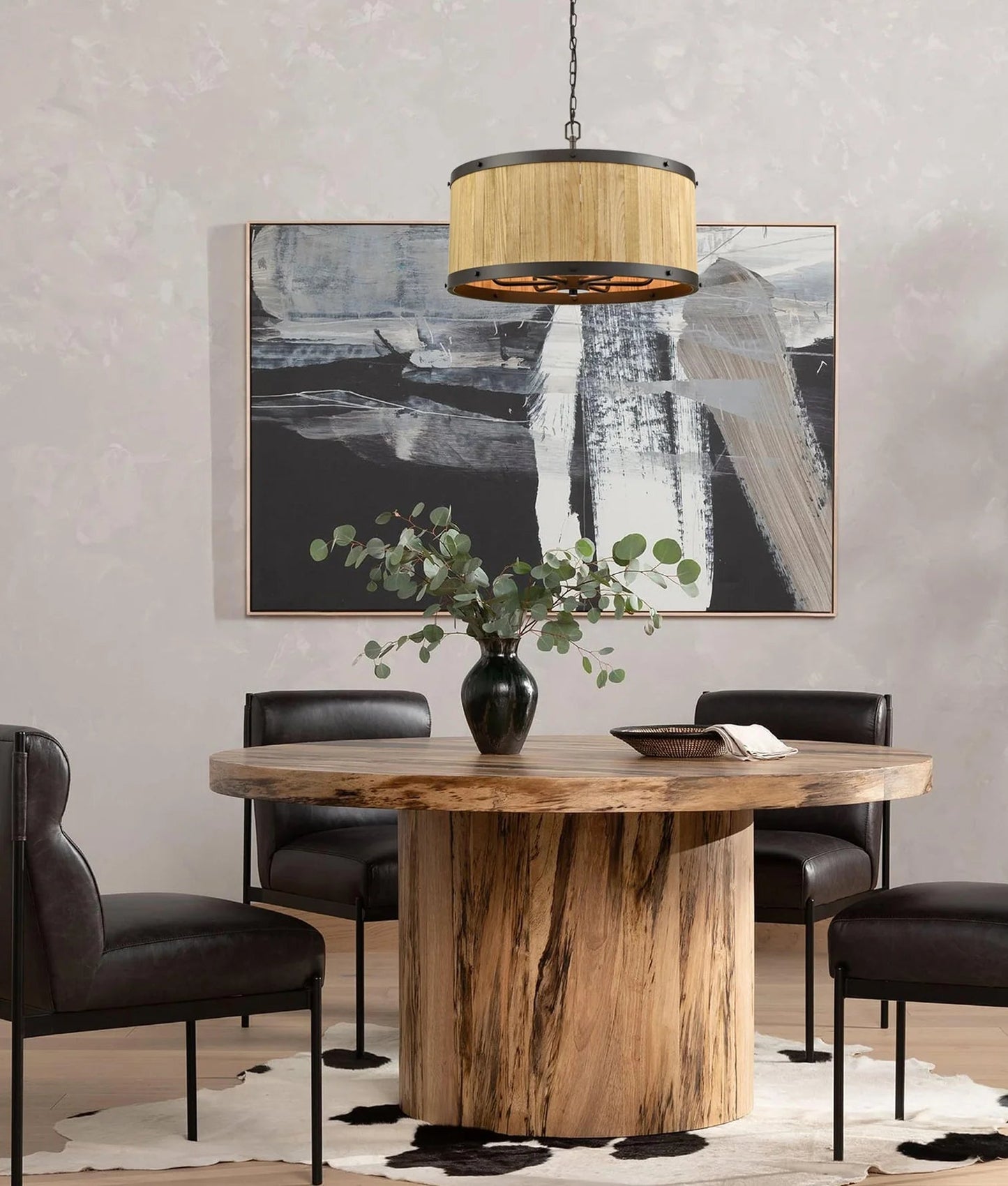 CLA BARRIQUE: Retro Interior Large Drum Wood Pendant Lights - Mases LightingCLA
