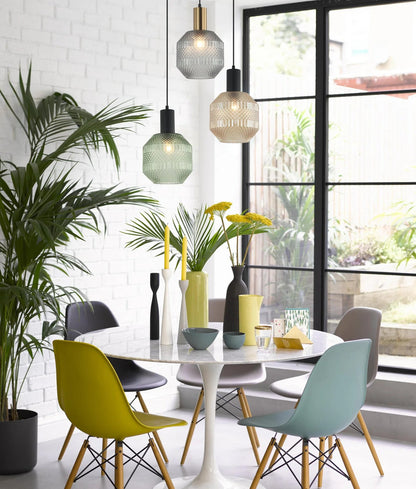 CLA MARACA: Interior Glass Jar With Quadrilateral Segment Pendant Lights - Mases LightingCLA