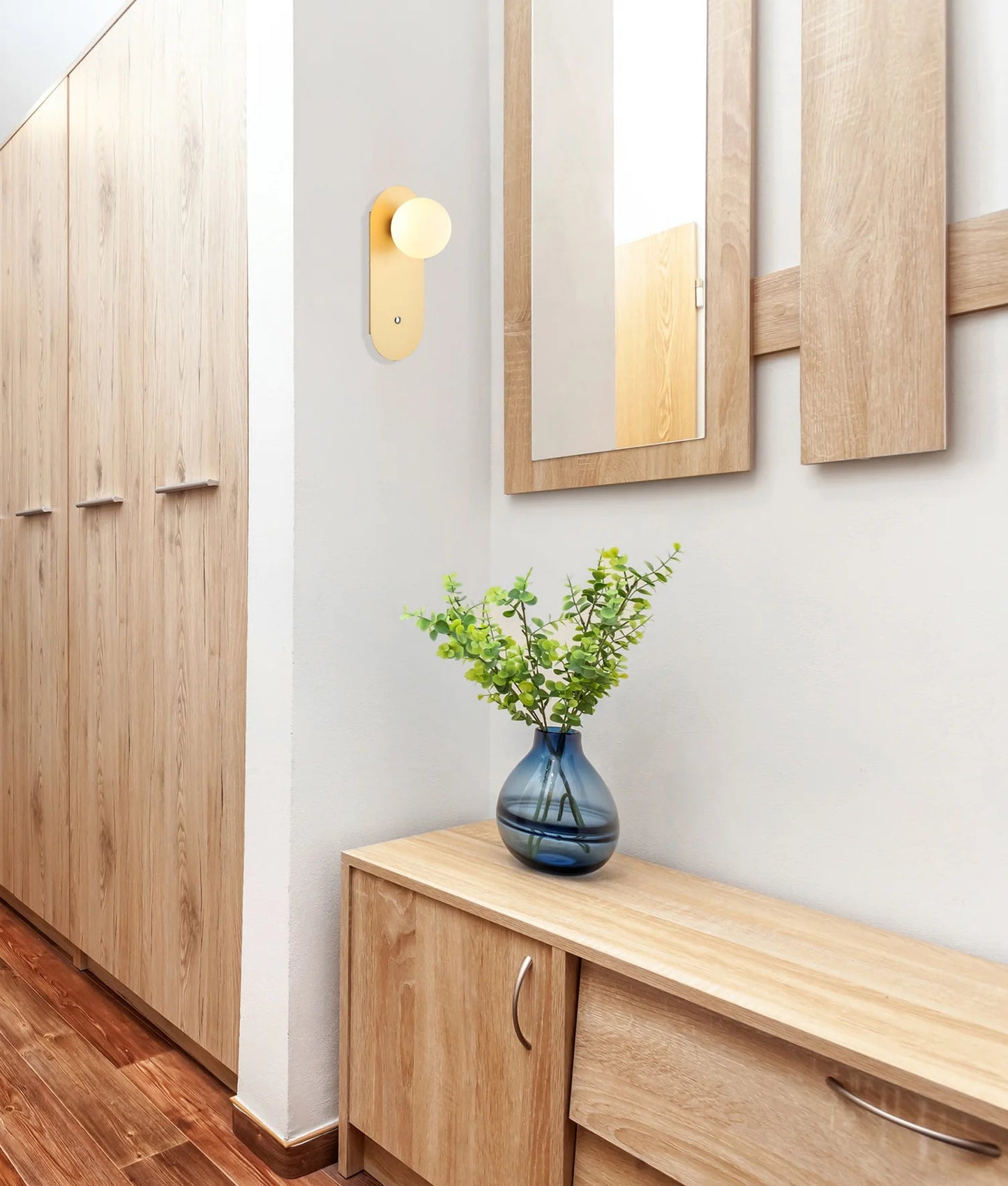 CLA Ovalis Interior Round Opal Diffuser Oblong Base with Switch Wall Lights - Mases LightingCLA