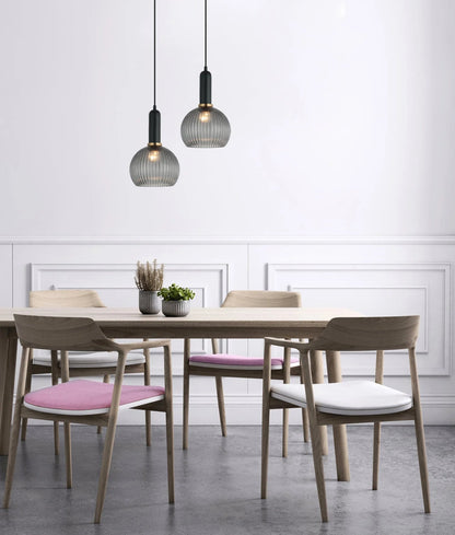 CLA VINTAJ: Interior Wine Glass Shape Ribbed Glass Pendant Lights - Mases LightingCLA