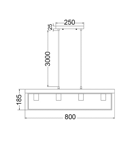 CLA VIRUN Interior Rectangular Frame Wood with Black Hardware Pendant Light - Mases LightingCLA