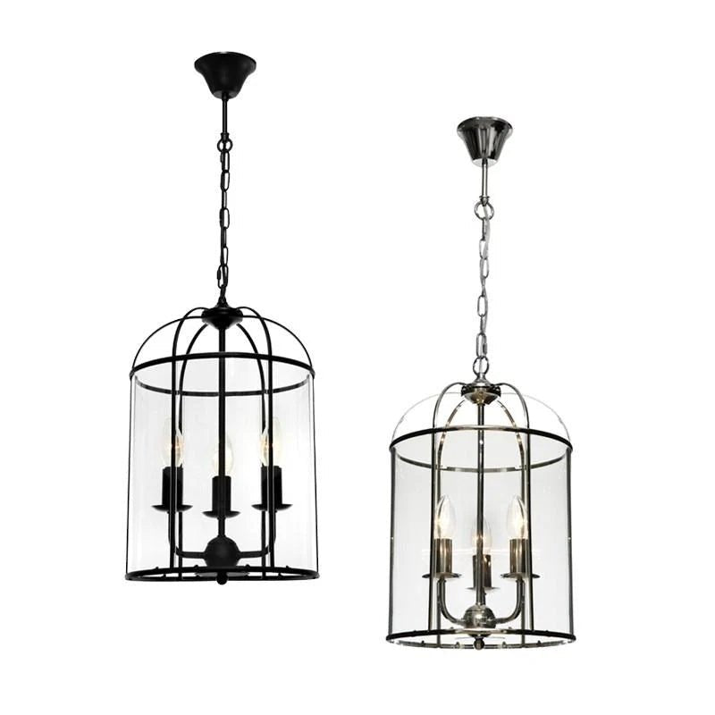 Clovelly Pendant Light 3lt in Black or Chrome - Mases LightingCougar Lighting