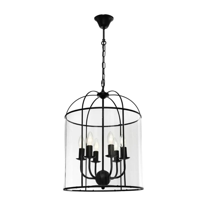 Clovelly Pendant Light 6lt in Black or Chrome