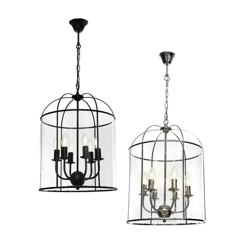 Clovelly Pendant Light 6lt in Black or Chrome - Mases LightingCougar Lighting