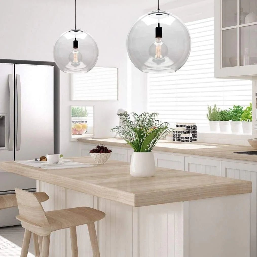Contemporary Round Glass Pendant Light (Small or Large) - Mases LightingCougar Lighting