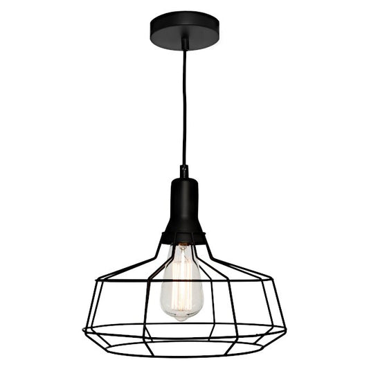 Cougar Cage 1 Light Pendant Large Black - CAGE1PLGE - Mases LightingCougar Lighting